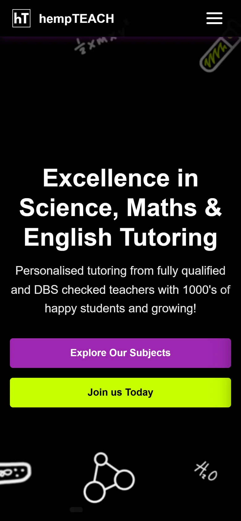 hempTEACH homepage on a phone