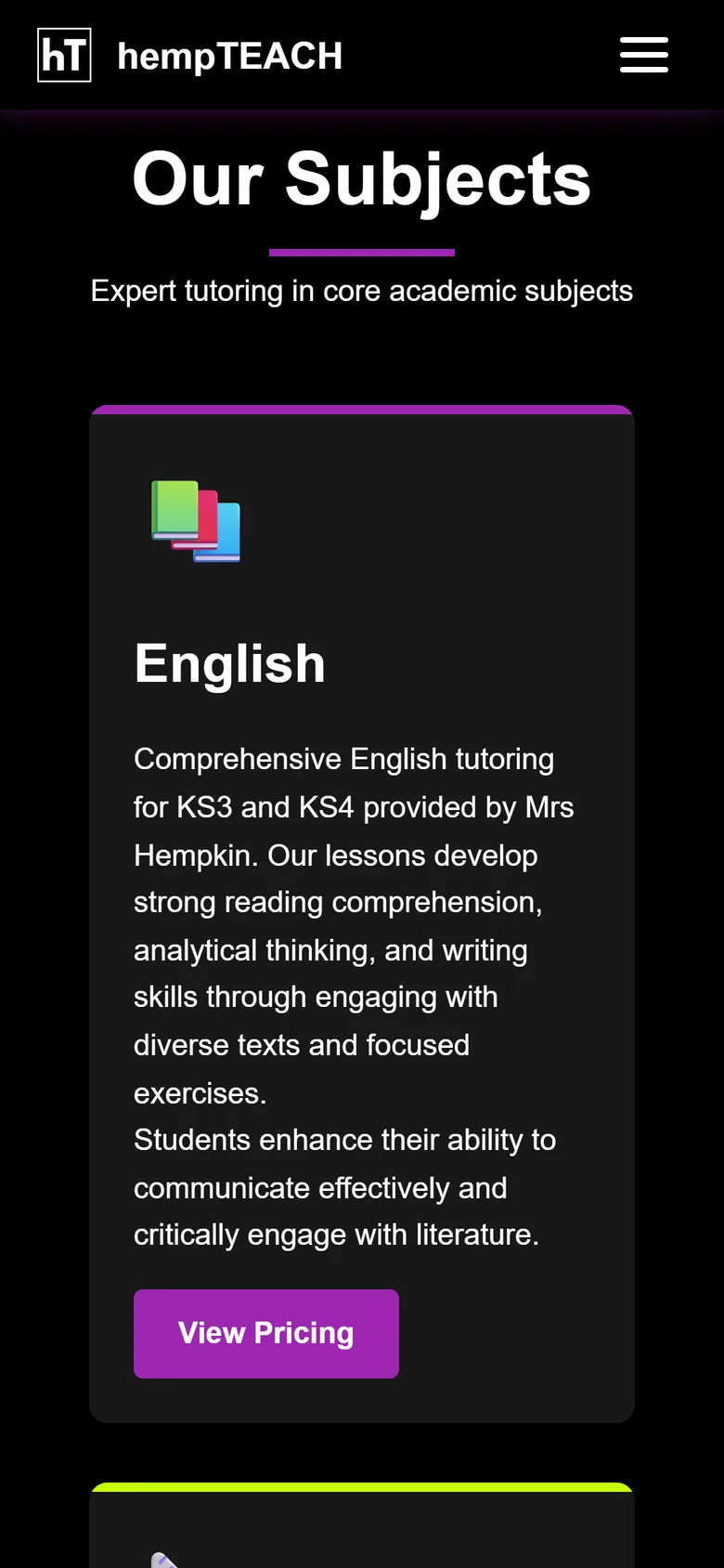 hempTEACH subjects on a phone