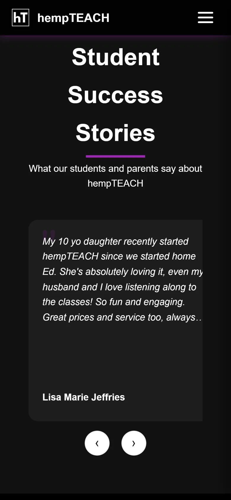 hempTEACH parent reviews on a phone