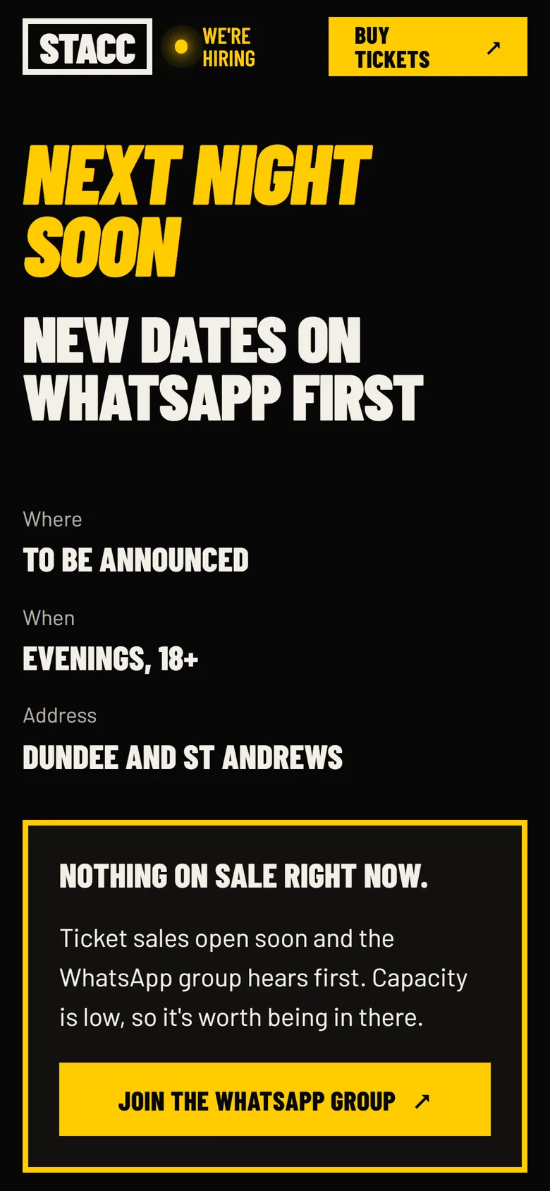 STACC ticket section on a phone